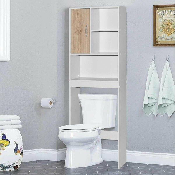 Better Home Products Ace Over-The-Toilet Storage Organizer White & Natural Oak 3412-ACE-WHT-OAK